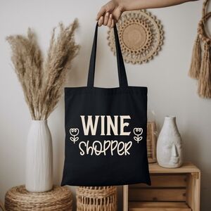 Custom Black Tote Bag Wine Shopper